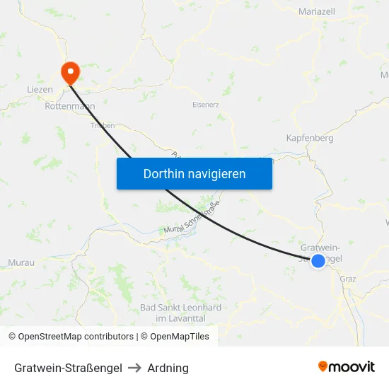 Gratwein-Straßengel to Ardning map