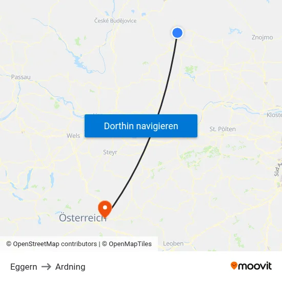 Eggern to Ardning map