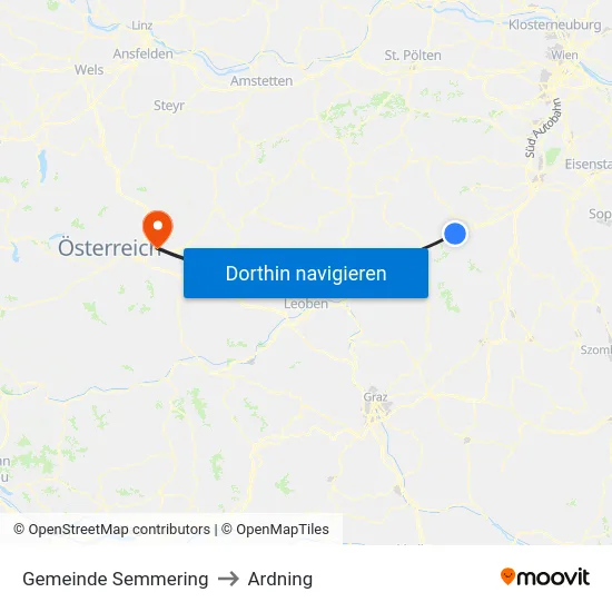 Gemeinde Semmering to Ardning map