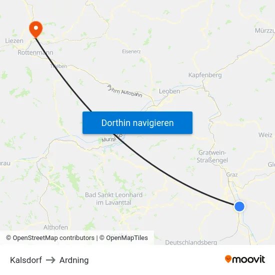 Kalsdorf to Ardning map