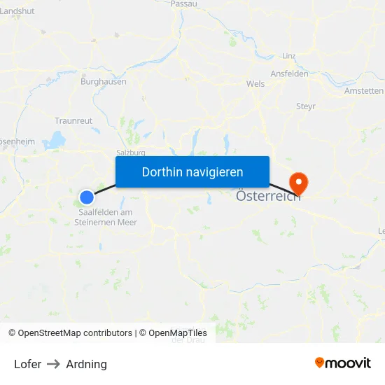 Lofer to Ardning map