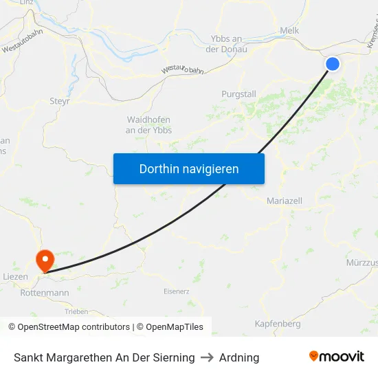 Sankt Margarethen An Der Sierning to Ardning map