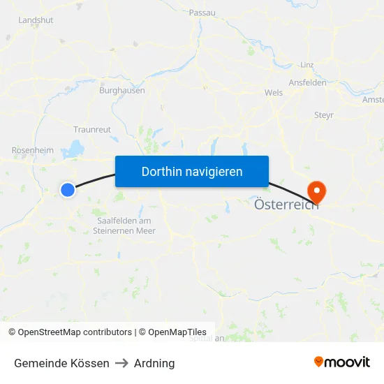 Gemeinde Kössen to Ardning map