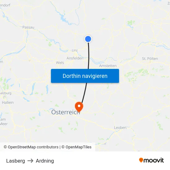 Lasberg to Ardning map