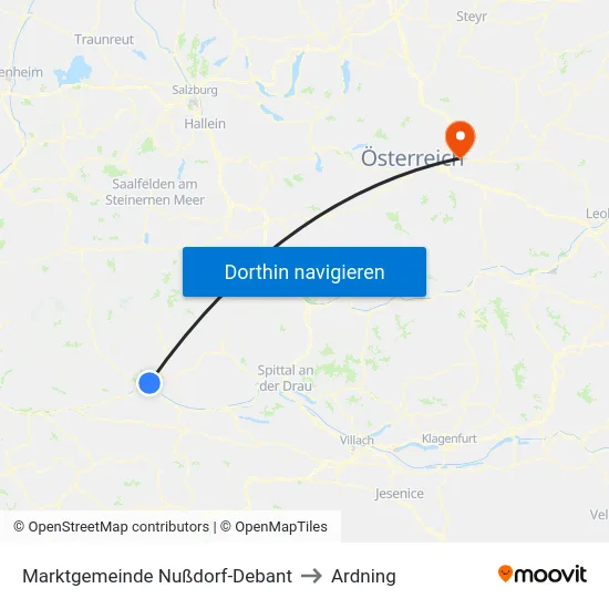 Marktgemeinde Nußdorf-Debant to Ardning map