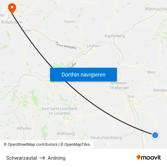 Schwarzautal to Ardning map