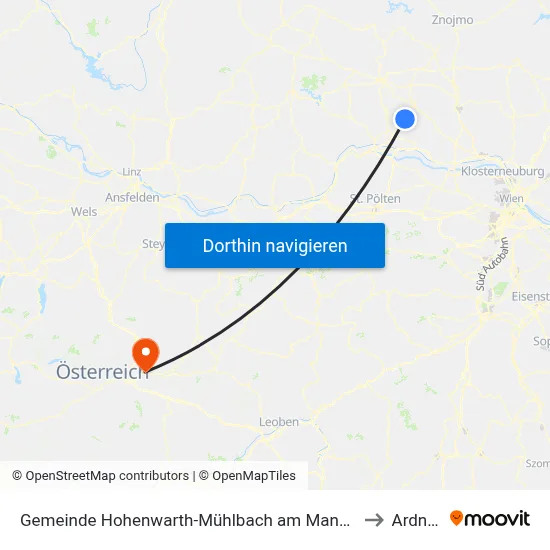 Gemeinde Hohenwarth-Mühlbach am Manhartsberg to Ardning map