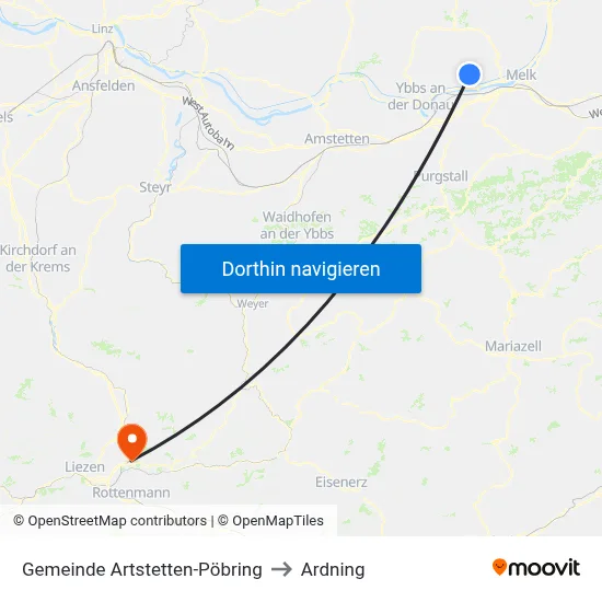 Gemeinde Artstetten-Pöbring to Ardning map