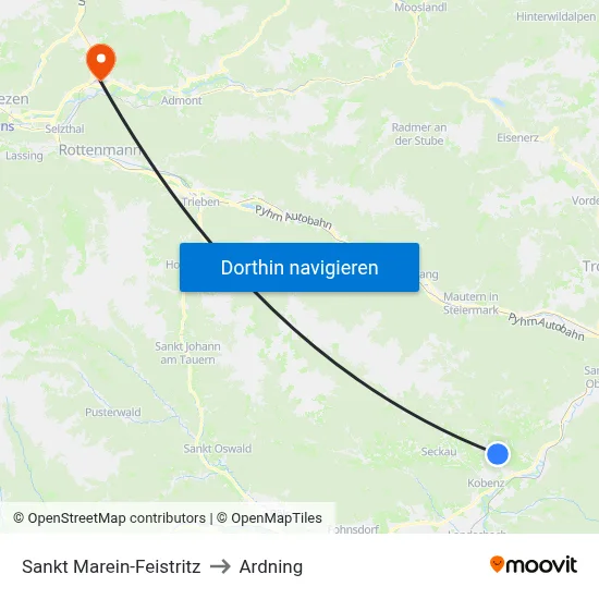 Sankt Marein-Feistritz to Ardning map