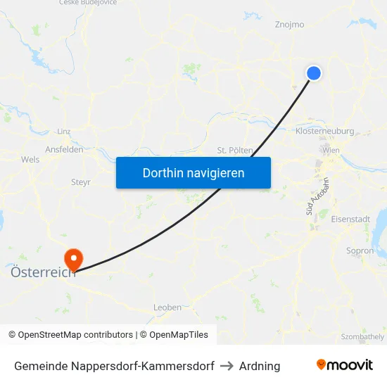 Gemeinde Nappersdorf-Kammersdorf to Ardning map