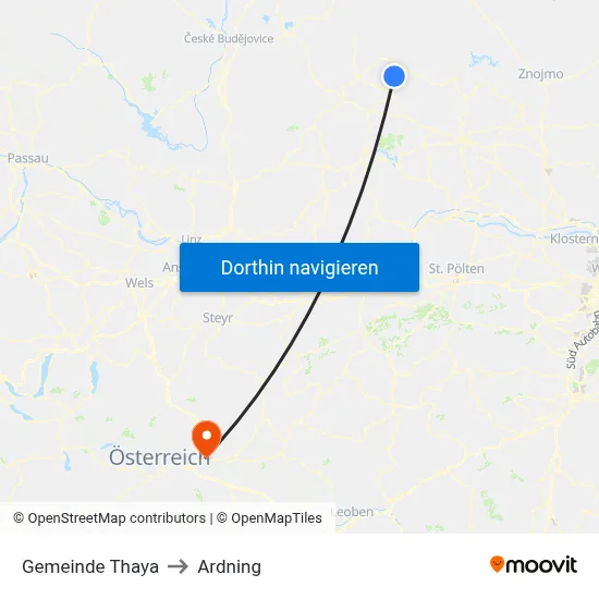 Gemeinde Thaya to Ardning map
