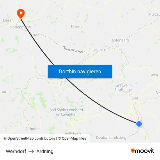 Werndorf to Ardning map