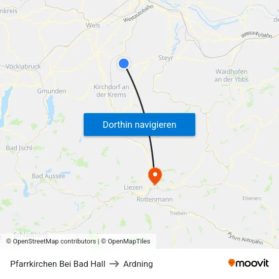 Pfarrkirchen Bei Bad Hall to Ardning map