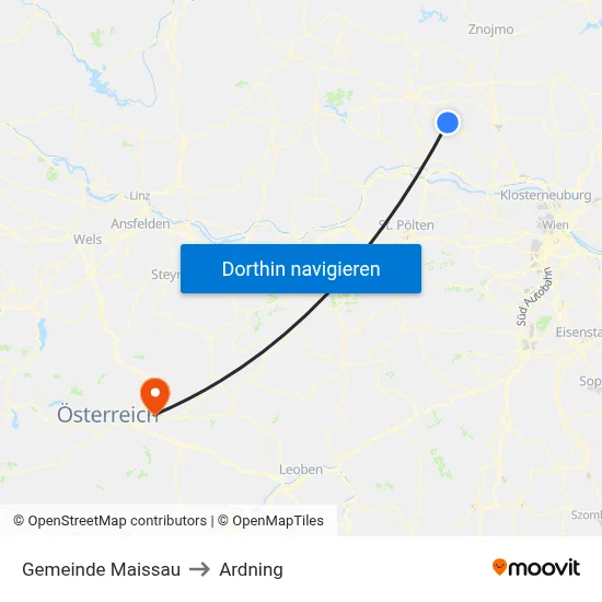 Gemeinde Maissau to Ardning map