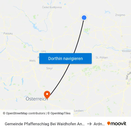 Gemeinde Pfaffenschlag Bei Waidhofen An Der Thaya to Ardning map