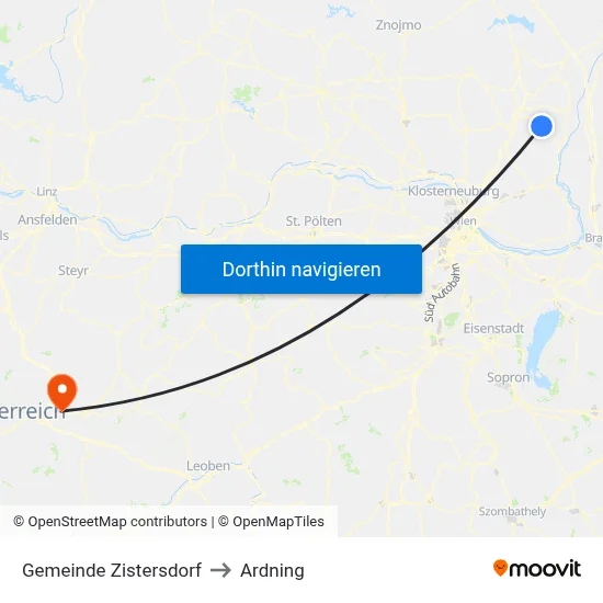 Gemeinde Zistersdorf to Ardning map