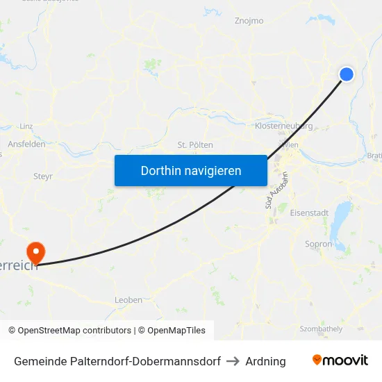 Gemeinde Palterndorf-Dobermannsdorf to Ardning map