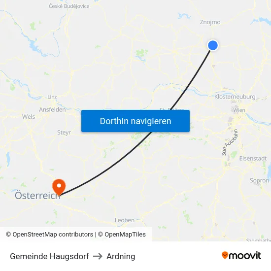 Gemeinde Haugsdorf to Ardning map