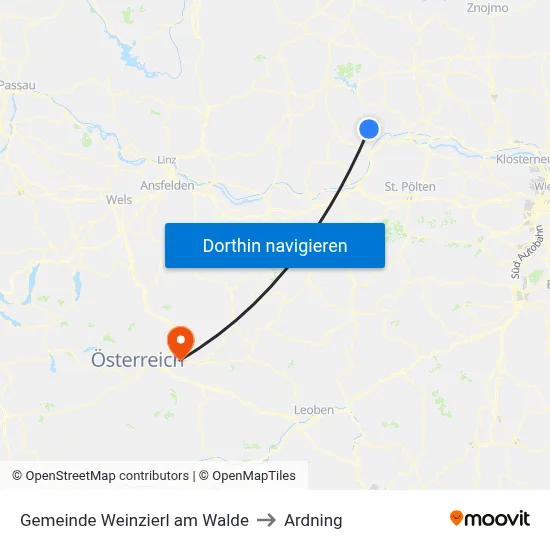 Gemeinde Weinzierl am Walde to Ardning map