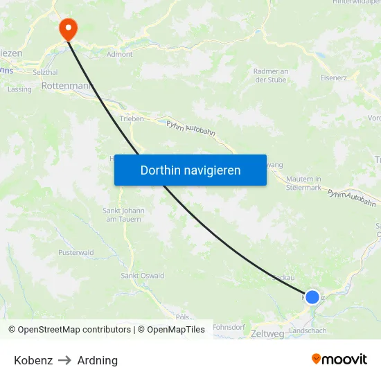 Kobenz to Ardning map