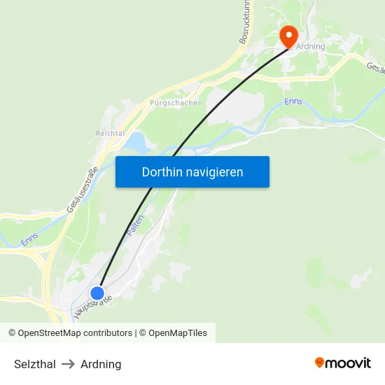 Selzthal to Ardning map