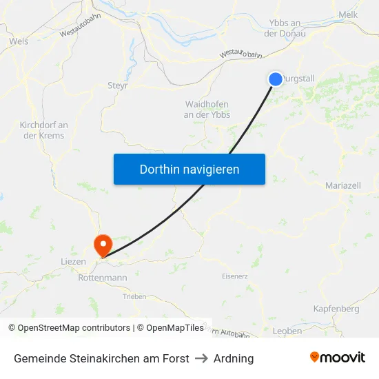 Gemeinde Steinakirchen am Forst to Ardning map