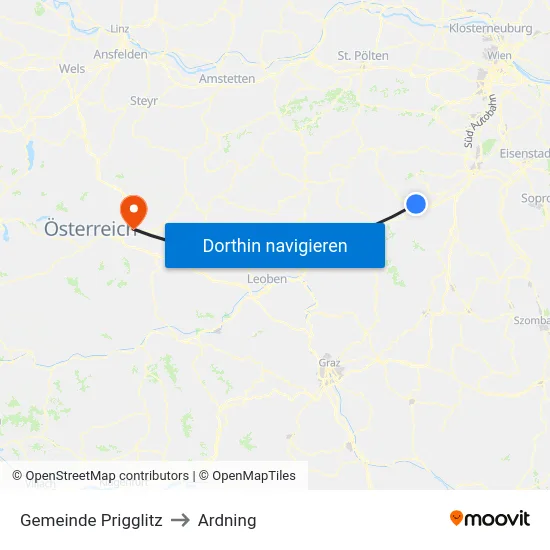 Gemeinde Prigglitz to Ardning map