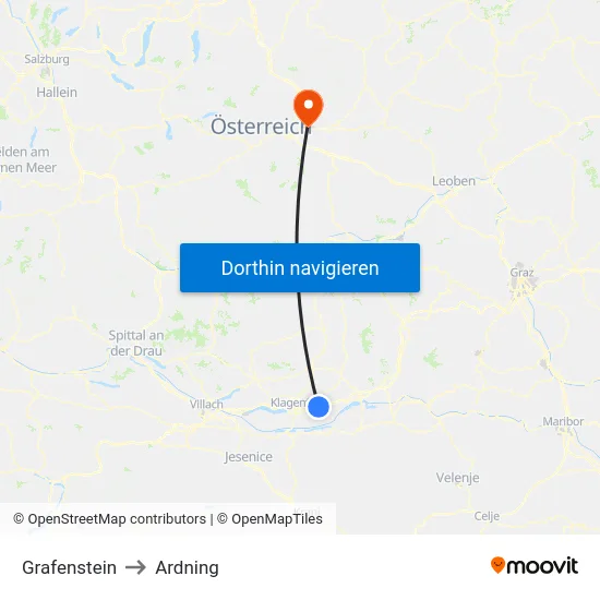 Grafenstein to Ardning map