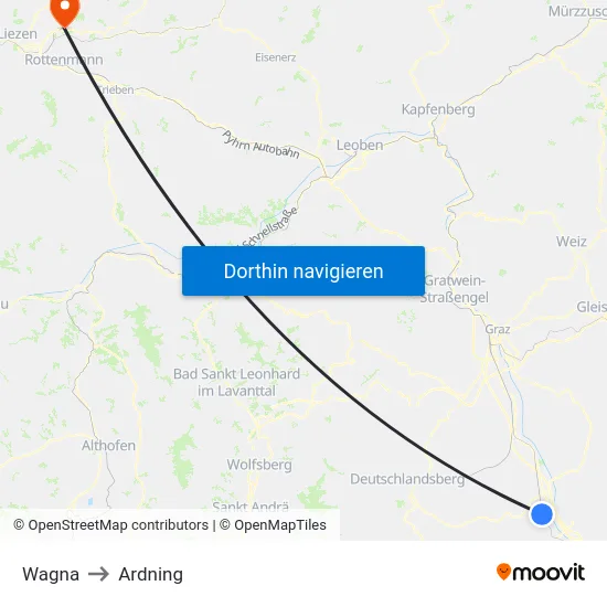 Wagna to Ardning map