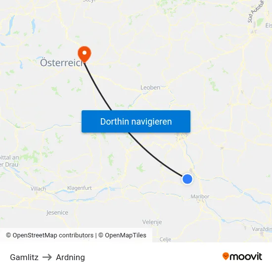 Gamlitz to Ardning map