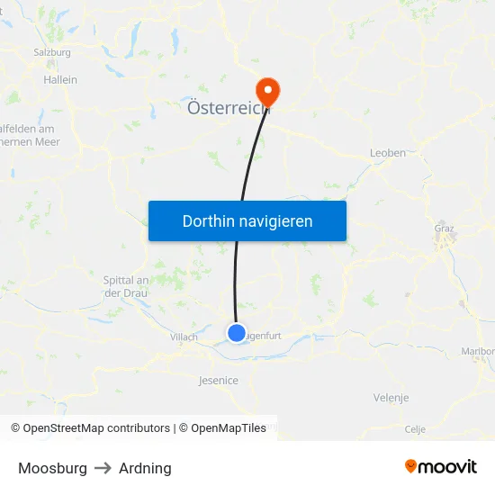 Moosburg to Ardning map