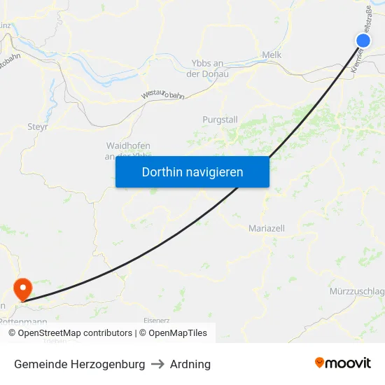 Gemeinde Herzogenburg to Ardning map