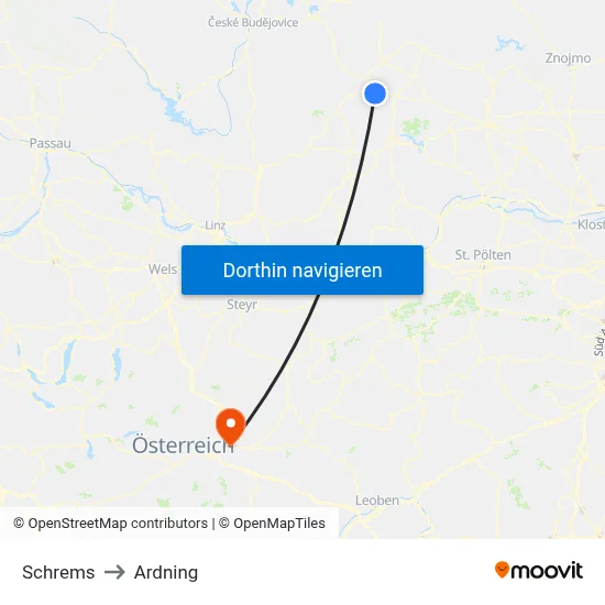Schrems to Ardning map