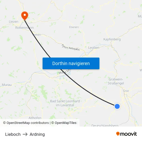 Lieboch to Ardning map