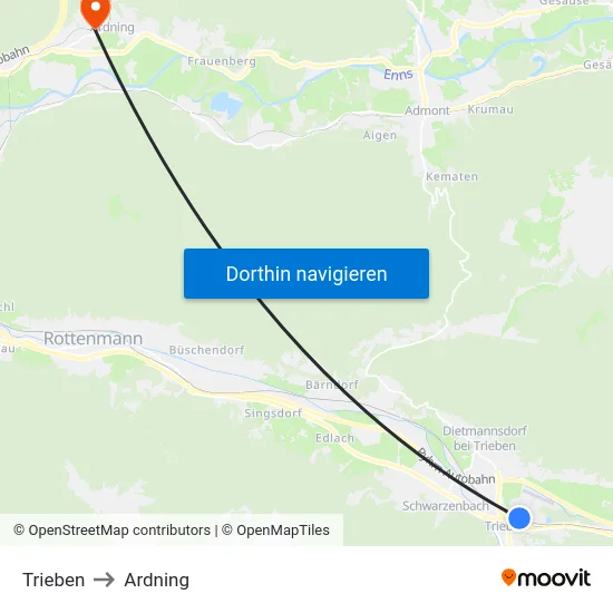 Trieben to Ardning map