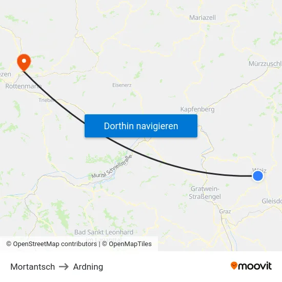Mortantsch to Ardning map
