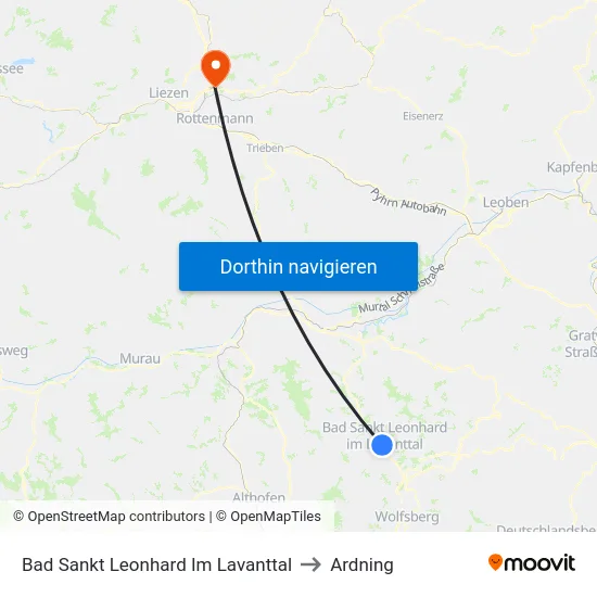 Bad Sankt Leonhard Im Lavanttal to Ardning map
