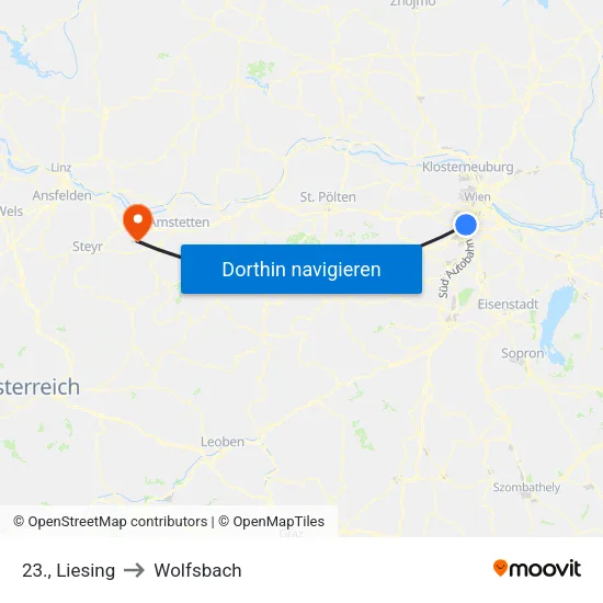 23., Liesing to Wolfsbach map