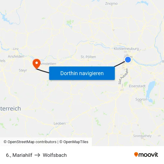 6., Mariahilf to Wolfsbach map