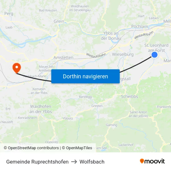 Gemeinde Ruprechtshofen to Wolfsbach map