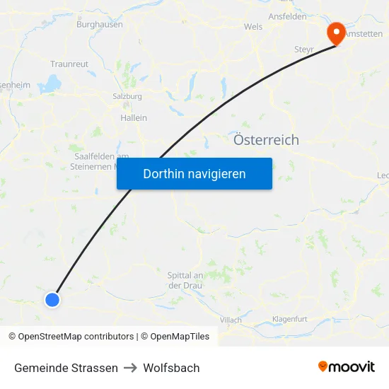 Gemeinde Strassen to Wolfsbach map