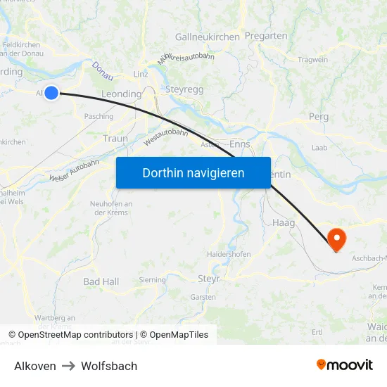 Alkoven to Wolfsbach map