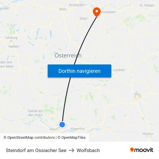 Steindorf am Ossiacher See to Wolfsbach map