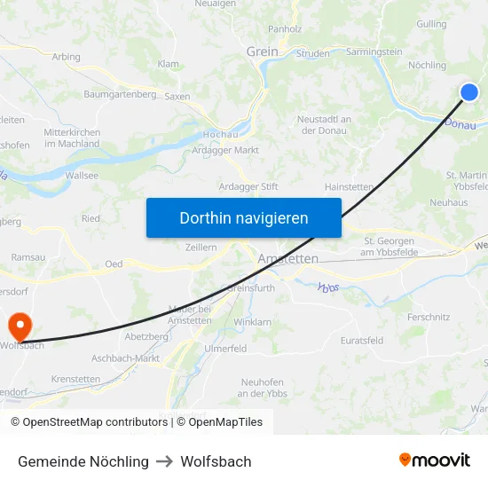 Gemeinde Nöchling to Wolfsbach map
