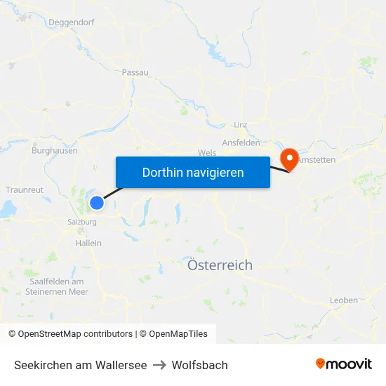 Seekirchen am Wallersee to Wolfsbach map