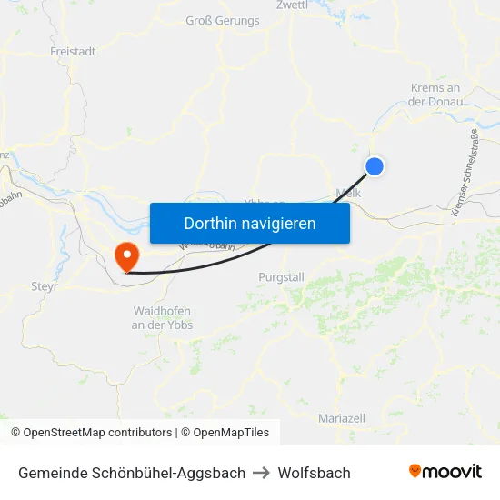 Gemeinde Schönbühel-Aggsbach to Wolfsbach map