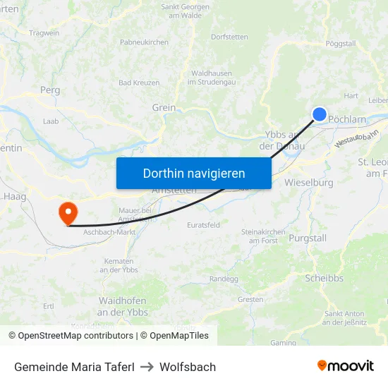 Gemeinde Maria Taferl to Wolfsbach map