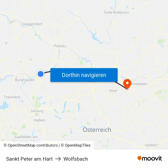 Sankt Peter am Hart to Wolfsbach map