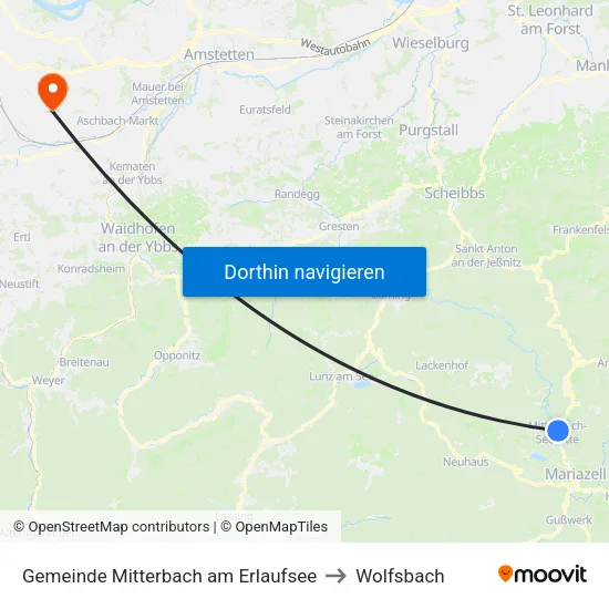 Gemeinde Mitterbach am Erlaufsee to Wolfsbach map