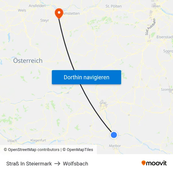 Straß In Steiermark to Wolfsbach map
